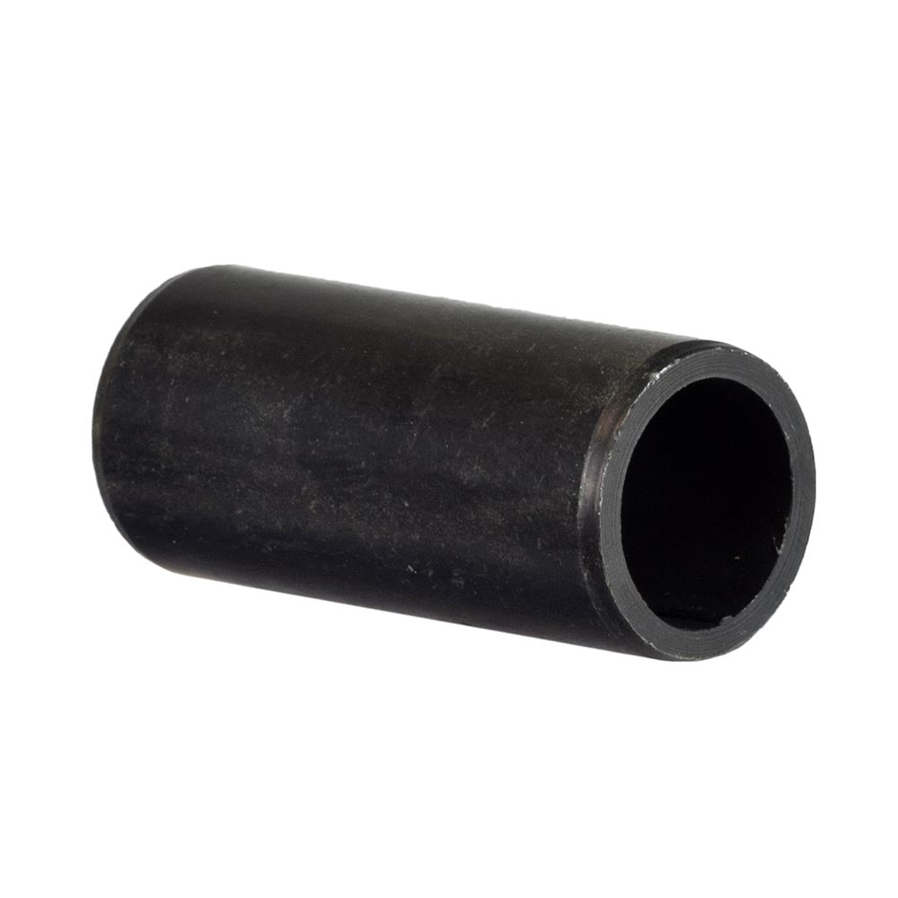 Front Wheel Inner Spacer for Motovox MBX10 and MBX11 Mini Bikes, a black cylindrical pipe with a central hole, OEM replacement part measuring 1-19/32 in length and 1/2 inner diameter.