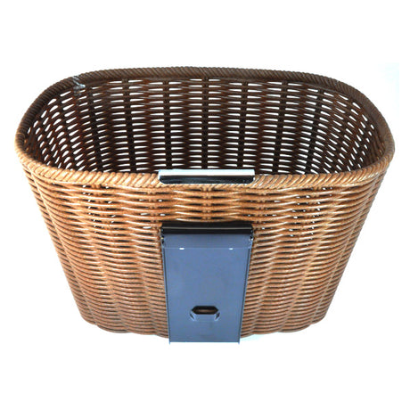 Front Wicker Basket for Shoprider Mobility Scooters with a metal lid and handle, suitable for storage and picnics. Mounts on the front of the scooter; hardware not included.