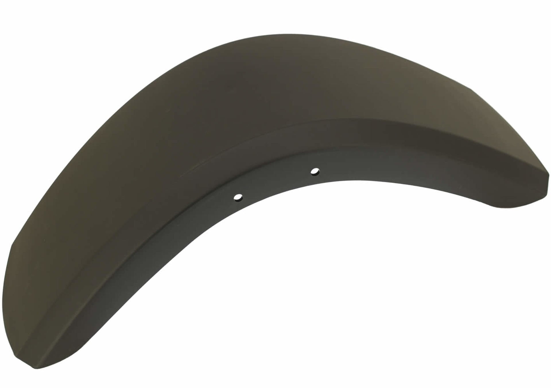 Front Fender for the Monster Moto / Mega Moto MM-B212 Mini Bike, shown as a black metal component with multiple mounting holes, designed to replace the original and prevent mud and water splashes.