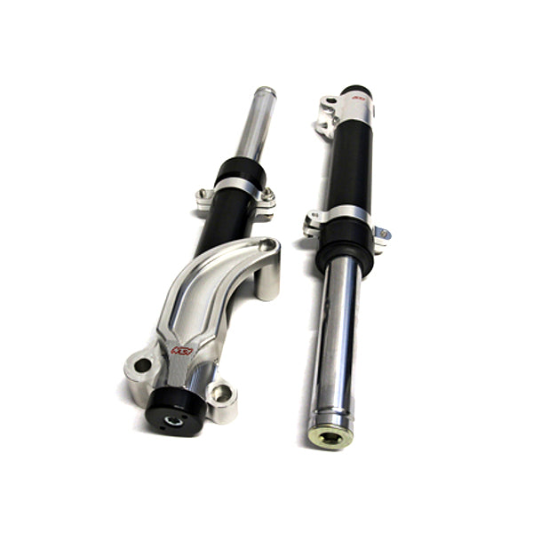 Front Forks for the Honda PCX by NCY, featuring two sleek metal cylinders designed for enhanced rigidity and handling, ideal for a smoother ride and direct bolt-on performance upgrade.