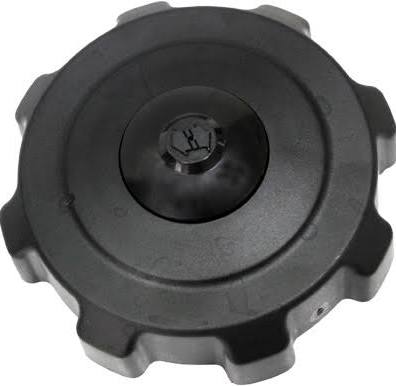 Fuel Cap for Arctic Cat Snowmobiles (2003-2009): A black circular object with a round knob and visible screw, essential for ensuring a secure fit on specific snowmobile models.