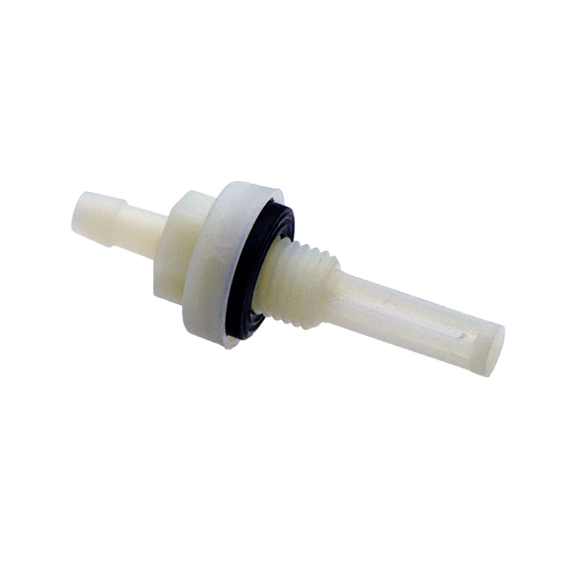 Fuel Tank Line Screen Assembly for Monster Moto / Mega Moto MM-K80 80cc Go-Kart, shown as a white plastic tube with black rubber fittings, essential for preventing engine clogs and debris.