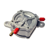 Fuel Pump for 50cc-150cc QMB139/GY6 Gas Go-Karts with red handles, featuring three hose connectors, fuel filter, and hose, designed for low pressure fuel transfer.