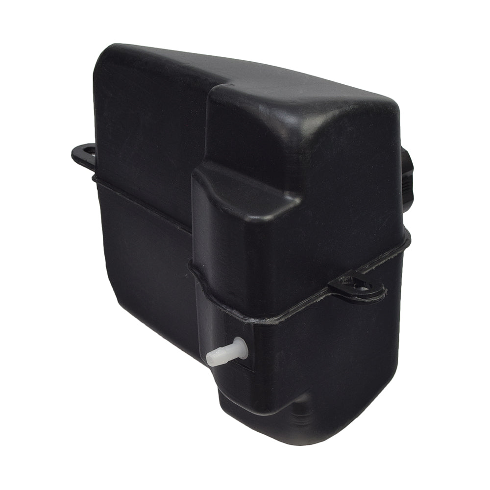 Black Plastic Fuel Tank for 50cc, 70cc, 90cc, 110cc, 125cc ATVs, featuring a sturdy black plastic body with a white cap, suitable for various ATV models like Baja and Coolster.