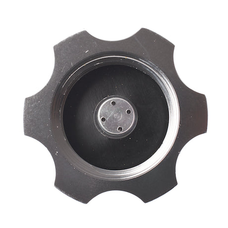 Polished Aluminum Fuel Tank Cap (Gas Cap) for 150cc-250cc ATVs & Dirt Bikes, featuring a sleek black and silver gear design, suitable for Baja Xmoto Extreme and other compatible models.