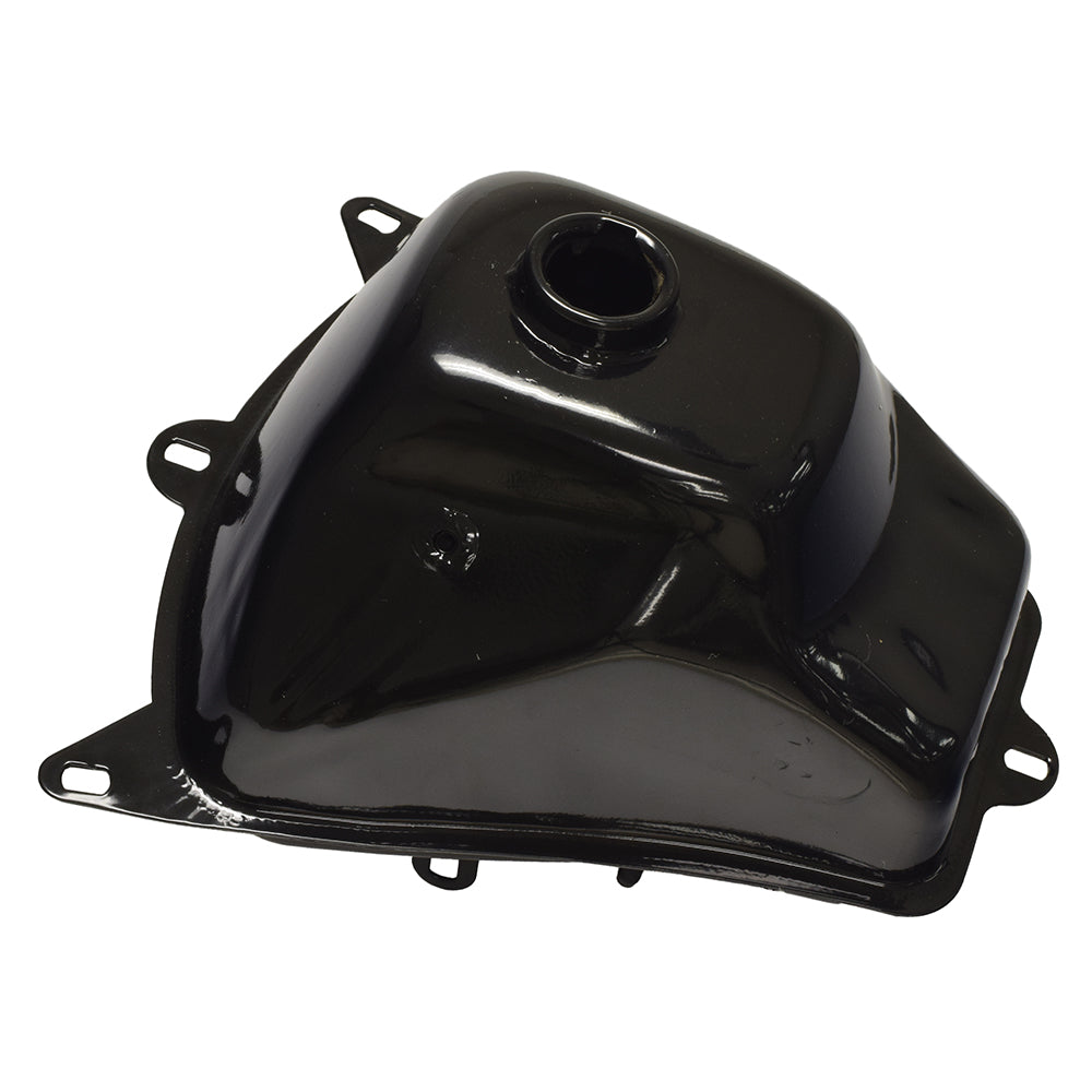 Fuel Tank for the Motovox MVX70 Pit Bike, shown as a black metal tank with multiple holes, specifically designed to hold 3.08 liters of fuel. Tank cap not included.