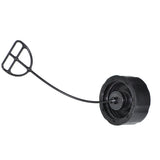 Universal Gas Cap with an attached wire, featuring a distinctive fly-swatter shaped piece to prevent misplacement. Compatible with various 2-stroke and 4-stroke gas engines.