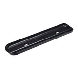 Full Length Black Plastic Armrest Pad Base for the Jazzy Select GT & Pride Zero Turn 10, featuring a rectangular design with two large mounting holes for adjustable attachment.