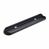 Full Length Black Plastic Armrest Pad Base with two large holes, designed for Jazzy Select GT & Pride Zero Turn 10 power chairs, providing adjustable mounting for armrest pads.