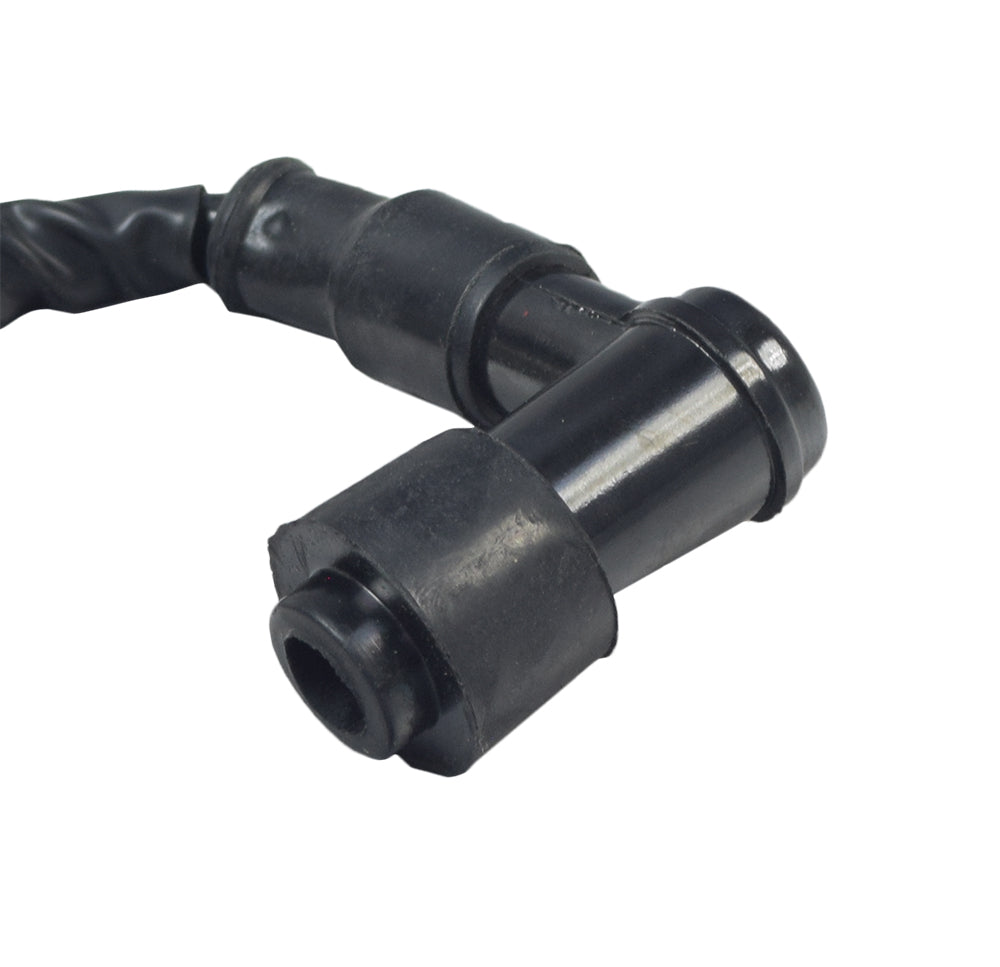 Ignition Coil for 50cc, 90cc, 110cc, 150cc, & 250cc ATV & Dirt Bike Engines, featuring a black connector attached to a black spark plug wire, suitable for most Chinese-made models.