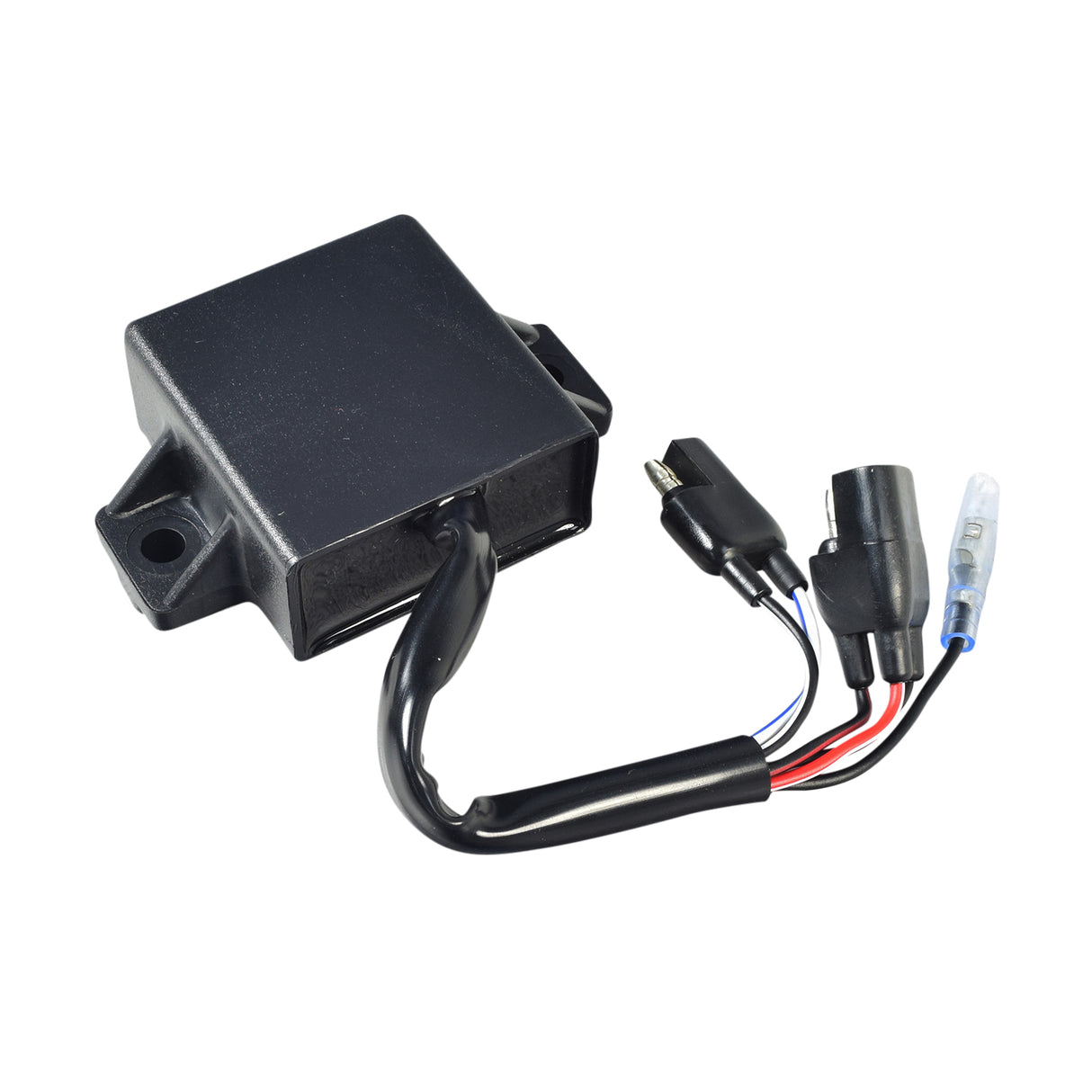 CDI Module for Arctic Cat Snowmobiles (1985-1997) - a black electronic device with multiple wires, designed for exact electrical replacement, featuring adapters for original mounting holes.