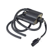 Ignition Coil for Polaris Indy Snowmobiles (1999-2009), featuring black electrical wires attached to a compact device, designed for reliable performance in extreme weather conditions.