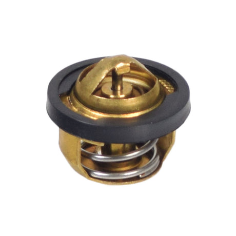 Thermostat for the Polaris Sportsman 500 ATV (1996-2004) featuring a metal body with a black ring, includes a rubber seal/gasket for regulating engine coolant flow.