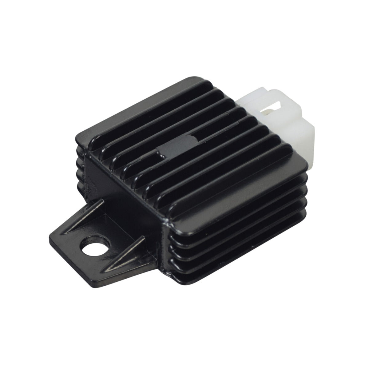 Rectifier (Voltage Regulator) for Coleman AT125-EX & AT125-UT ATVs, a black electronic device with white connectors, designed to regulate voltage and enhance ATV performance.