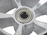 Close-up of Solid Rear Wheels for Razor Ground Force Go Kart (Set of 2), highlighting a metal bearing and circular design, one with a 6900Z bearing for free-wheeling functionality.