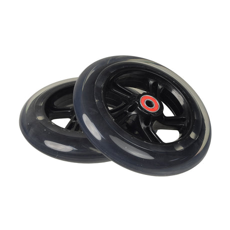 150 mm (155 mm Replacement) Rear Wheels for the Razor Trikke E2 (Set of 2) - a pair of black wheels with rims and 608ZZ bearings, designed as compatible replacements for the discontinued 155 mm wheels.