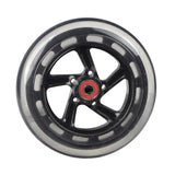 150 mm (155 mm Replacement) Rear Wheels for the Razor Trikke E2 (Set of 2) featuring black tire with white rim and included 608ZZ bearings.