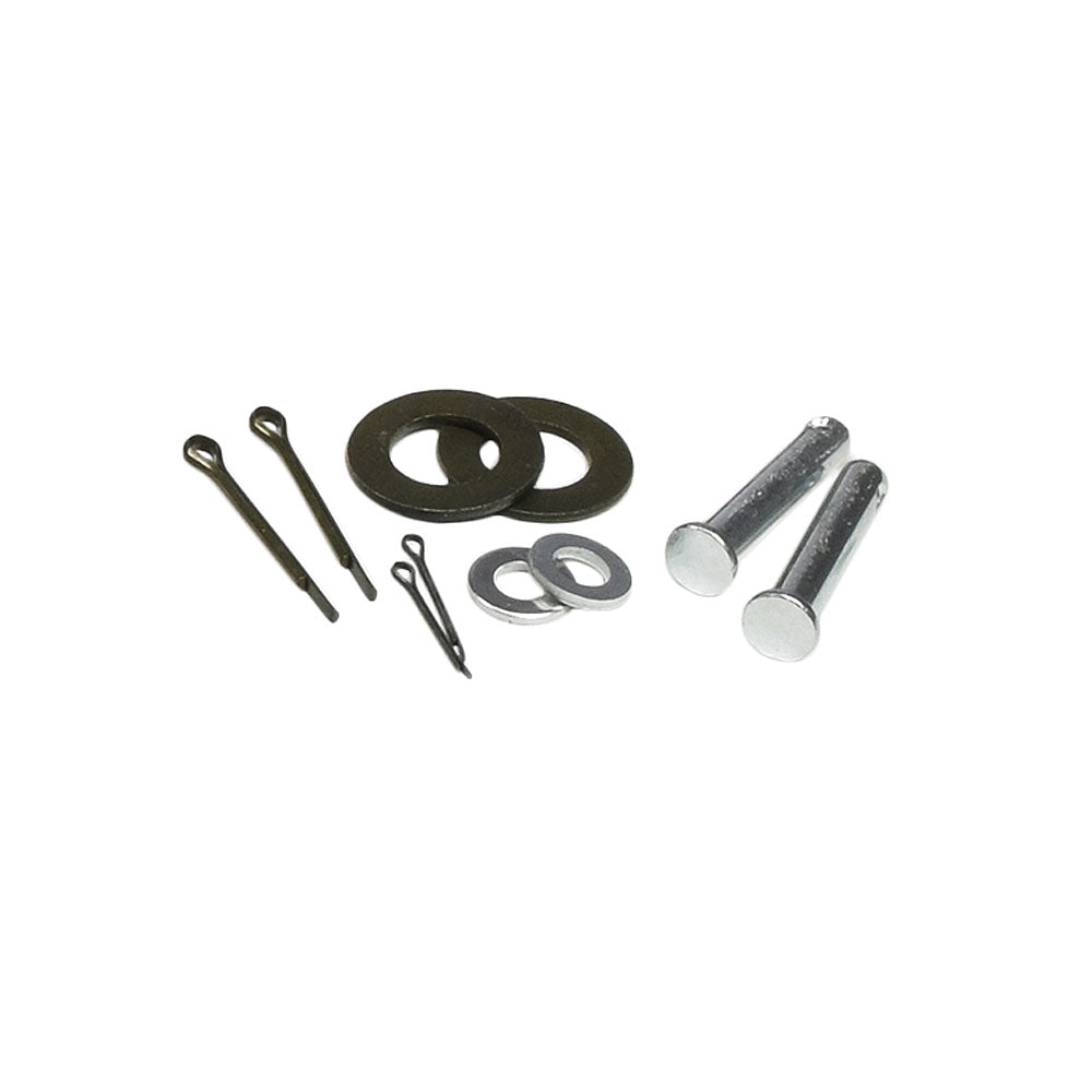 Training Wheels for 50cc & 70cc Dirt Bikes; close-up of metal parts including black metal rings, nails, and a pair of tongs, showcasing the components essential for securely attaching the wheels.