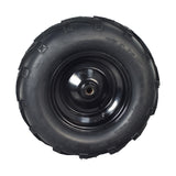 Rear Wheel Assembly with Rim & Tire for the Coleman KT196 196cc 6.5 Hp Go-Kart featuring a black V-tread tire on a 16x6-8 steel rim, highlighting the splined hub design for enhanced performance.