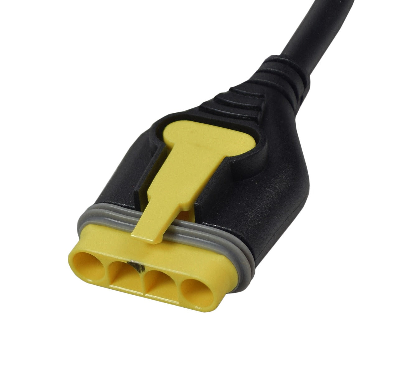 4-Key VR2 Joystick for the Golden Alante Sport (GP208) Power Chair, featuring a black and yellow plug and a connector, designed for hardwiring into the power chair's electrical system.