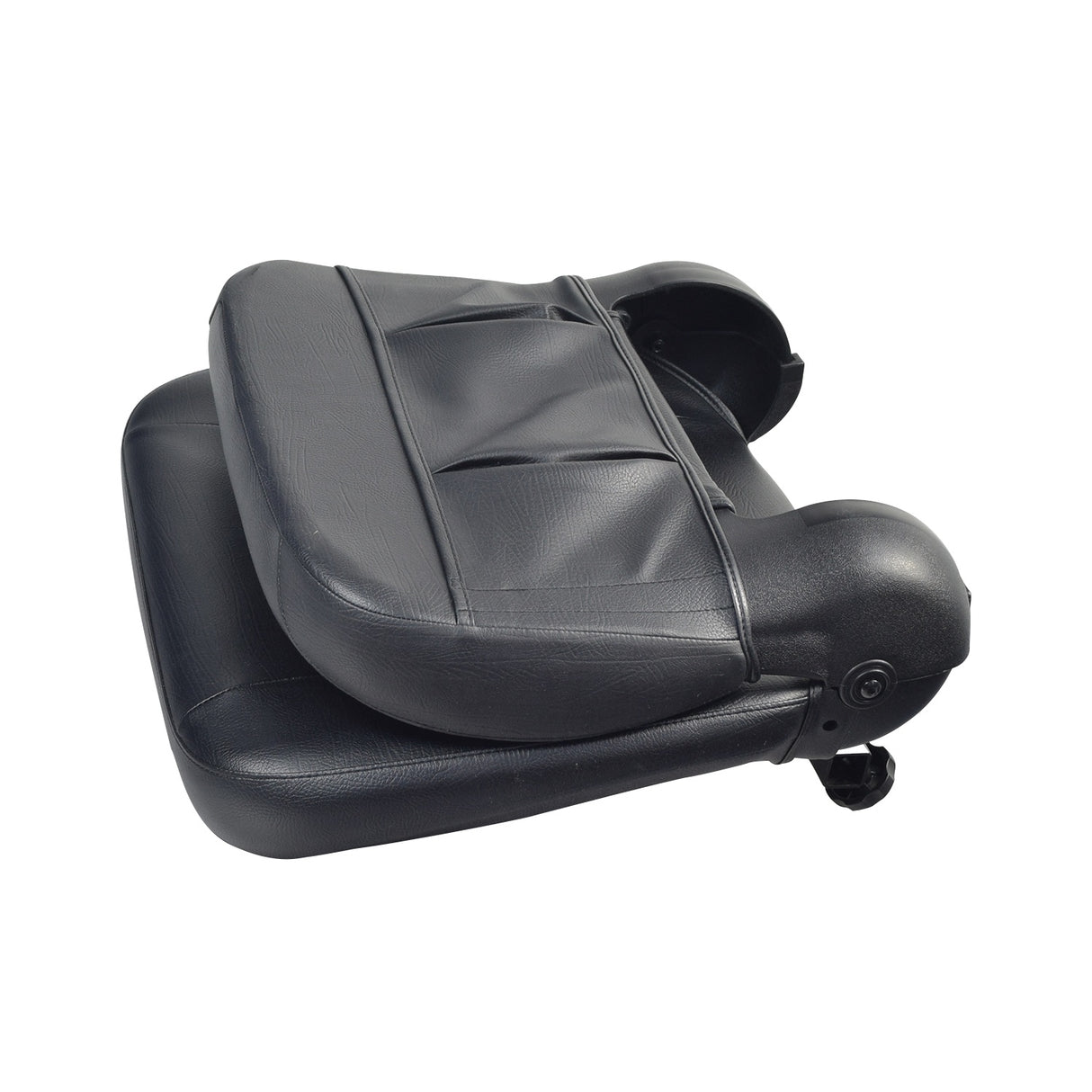 20x18 Black Stadium Seat with Slide Swivel for the Golden Buzzaround XL (GB117/GB147), featuring textured black vinyl upholstery and a sliding steel swivel plate.