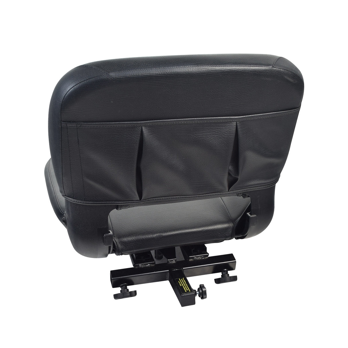 20x18 Black Stadium Seat with Slide Swivel for the Golden Buzzaround XL (GB117/GB147) featuring black leather upholstery, black armrest, and backrest, designed for enhanced comfort and easy maintenance.