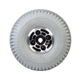 3.00-4 (10x3, 260x85) Pneumatic Rear Wheel Assembly for Golden Technologies Companion II (GC340 & GC440), featuring a white wheel with black rim and holes, designed for smooth rides on mobility scooters.