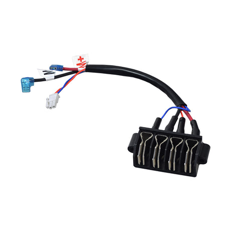 Front Intermediate Motor Harness for Golden Companion I (GC240) & II (GC340, GC440) Scooters; a black cable with exposed red and white wires for easy installation and connection.