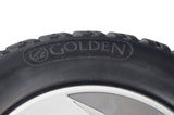 Close-up of the 9 (220x75) Solid Black Front Wheel Assembly for the Golden Technologies Companion I & II (GC240 and GC340) and 3-Wheel LiteRider (GL110) with visible tread pattern.