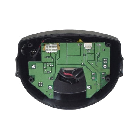 Upper Console and PCB Board for the Golden Technologies Buzzaround (GB101) mobility scooter, featuring a green circuit board with wires, speed control, key switch (without keys), horn, and battery gauge.