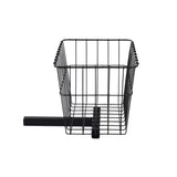 Rear Basket for Golden Technologies Scooters: A black wire basket with a black handle, designed to attach to the rear of Golden Technologies scooters for additional cargo capacity.