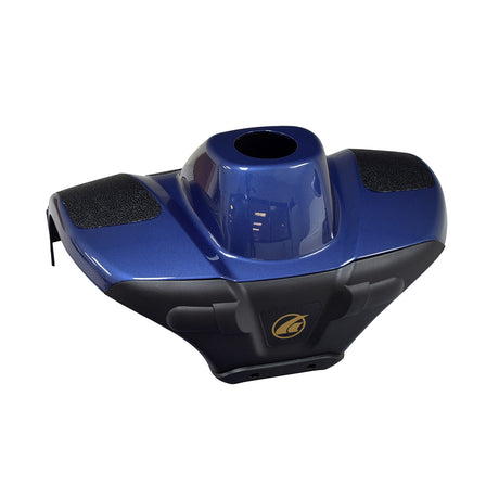 Front Shroud Assembly for the Golden Technologies Companion II 4-Wheel (GC440), featuring a sleek blue and black design with a yellow logo on the lower section.