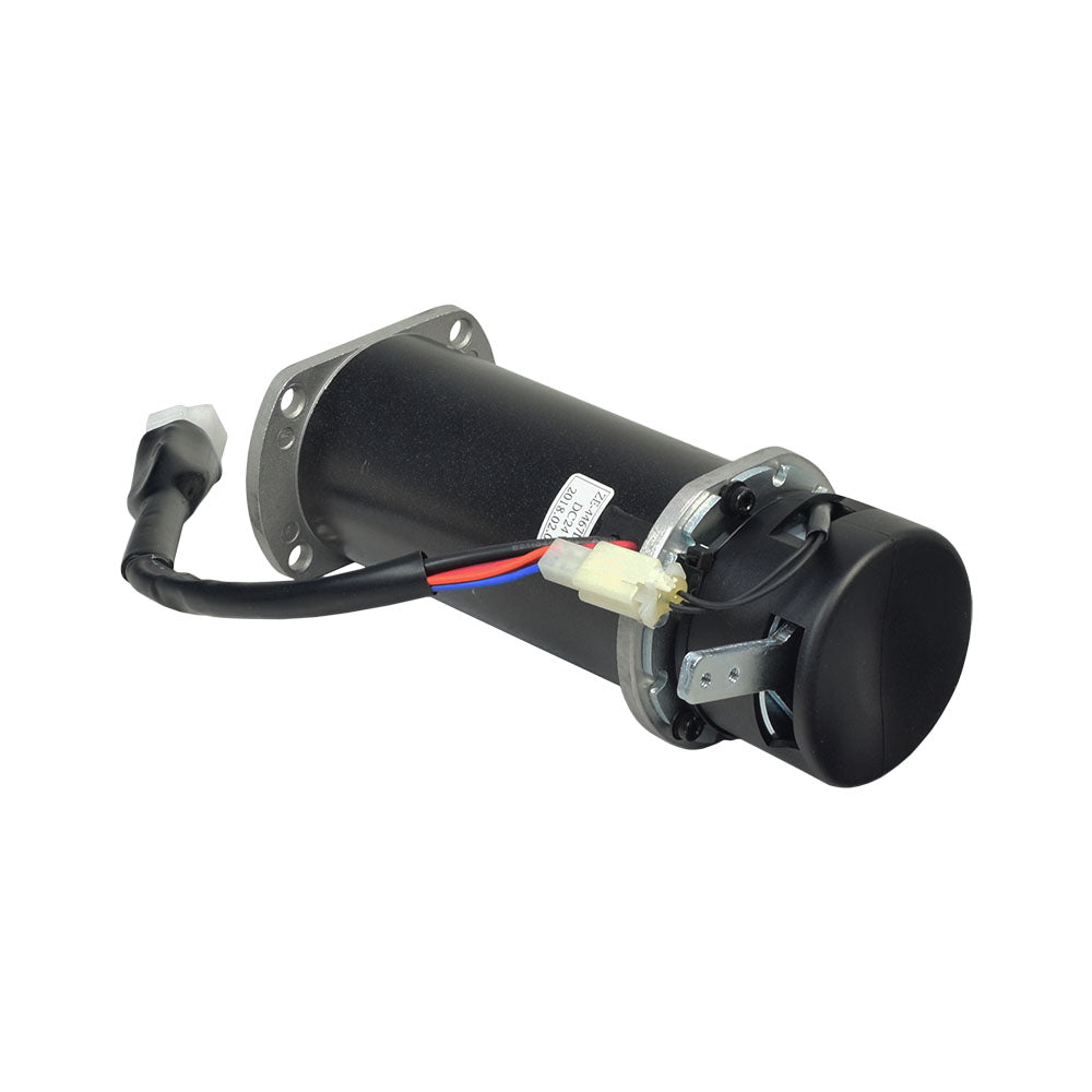 Motor and Brake Assembly (ZE-4467D24-A) for the Golden LiteRider (GL110) featuring a compact black cylinder with attached wires, essential for scooter functionality.