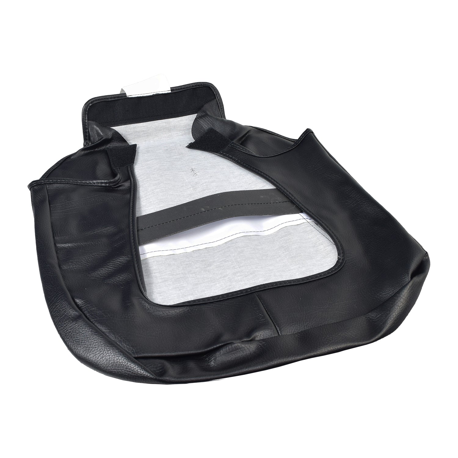 18x16 Black Vinyl Seat Base Cover for Golden Technologies Buzzaround and LiteRider scooters, showcasing a sleek, durable design ideal for replacing worn-out seat covers on scooters.