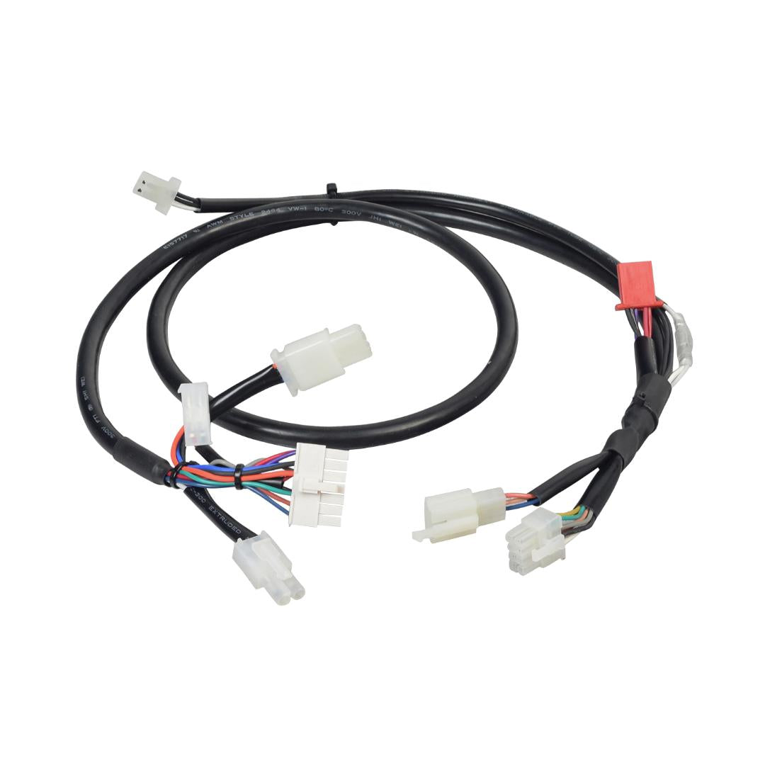 Front to Rear Wiring Harness for Golden Companion II (GC440) featuring black wire with white and red connectors, designed for quick replacement of scooter’s wiring.