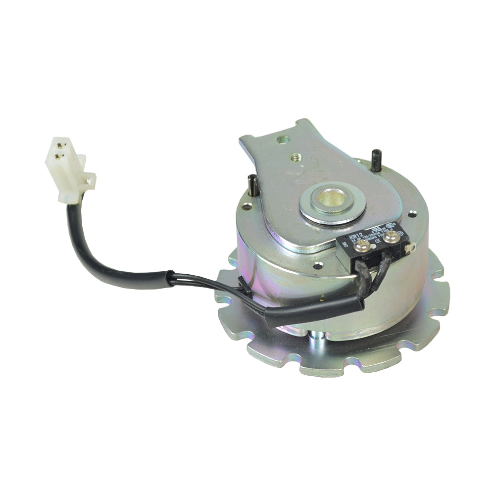 Right Side Brake Assembly for the Golden LightRider Envy (GP162) Power Chair, featuring a metal circular device with attached wires, designed for easy replacement and manual lever disengagement for freewheel mode.