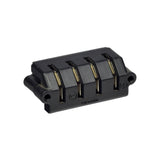 Front Frame to Motor Connector Block for the Golden Technologies Buzzaround Lite & LiteRider, featuring a black plastic body with four nickel electrodes, integral for harness connectivity and protection.