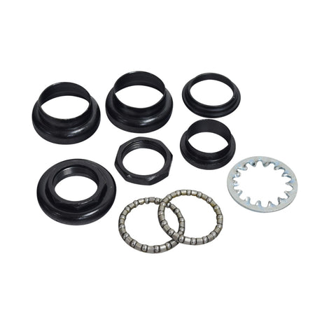 Headset Steering Bearing kit for 4-Wheel Golden Companion II (GC440) & Avenger (GA541) Mobility Scooters, showing black metal components including hex nut, cones, ball bearings, and bearing races.