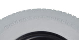 9 x 3.50-4 Foam-Filled Rear Wheel Assembly for the Golden Technologies Companion I, showcasing a close-up of the tire's detailed tread pattern and durable non-marking gray rubber.