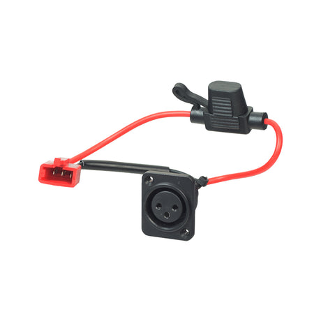 Charging Port for the Golden Technologies LiteRider (GL110), Buzzaround (GB106), Buzzaround XL (GB116) & Companion II (GC440) featuring a black plug with attached red and black wires.