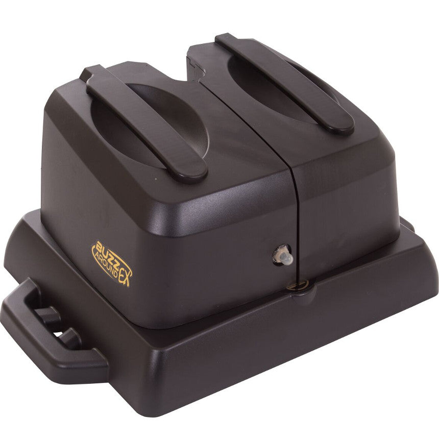 Battery Charging Dock for Golden Buzzaround EX (GB118/GB148) & Buzzaround LX (GB119/GB149) Scooters (Blemished) - black device with two handles, designed for charging scooter batteries off-scooter.