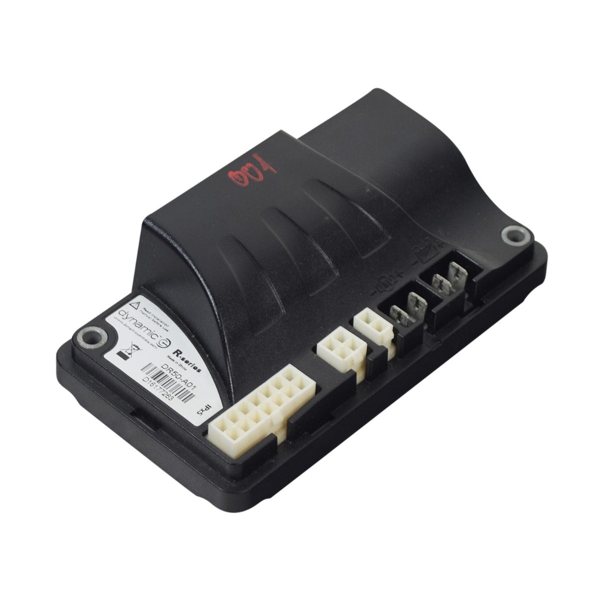 50 Amp Dynamic R-Series Control Module for the Golden Buzzaround EX (GB148) featuring white and black connectors, essential for improved curb-climbing, hill-starting, and seamless speed reduction in curves.