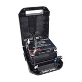 Battery Box Assembly for the Golden LiteRider Envy (GP162) power chair, featuring a black electronic device with attached wires and a white tag, designed for easy replacement or backup power sources.