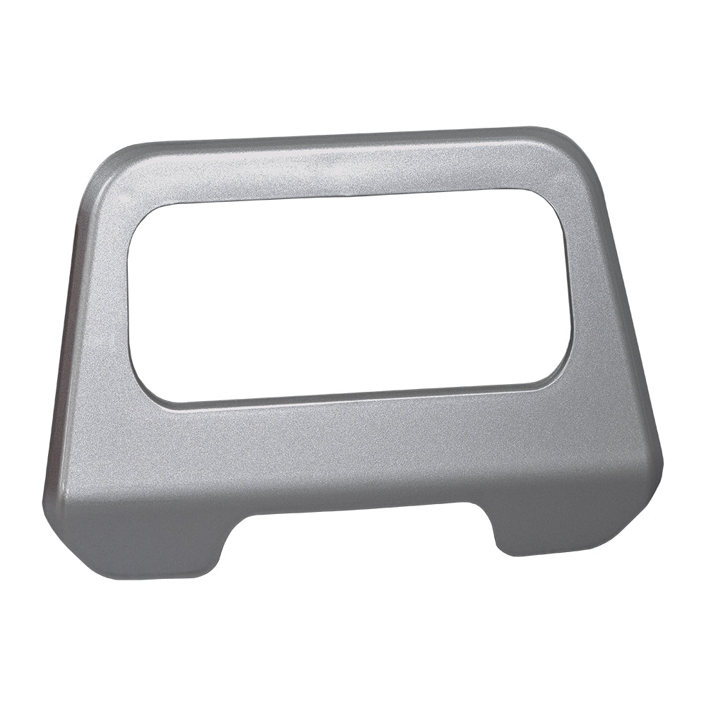 Battery Box Handle Trim for the Golden LiteRider Envy (GP162): A silver rectangular frame with a hole, designed to enhance the battery box handle.