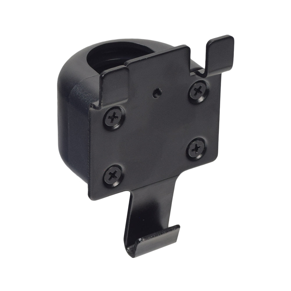 Front Basket Bracket for the Golden Buzzaround Series & LiteRider Series Mobility Scooters, featuring a black plastic holder with visible screws designed to attach wire baskets to scooter tillers.