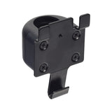 Front Basket Bracket for the Golden Buzzaround Series & LiteRider Series Mobility Scooters, featuring a black plastic holder with visible screws designed to attach wire baskets to scooter tillers.