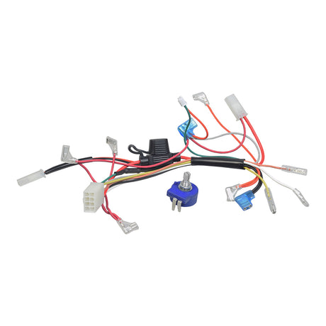 Close-up of the Speed Potentiometer for Golden Technologies Companion I & II scooters, showing several wires, a blue and silver resistor, and a black device component.