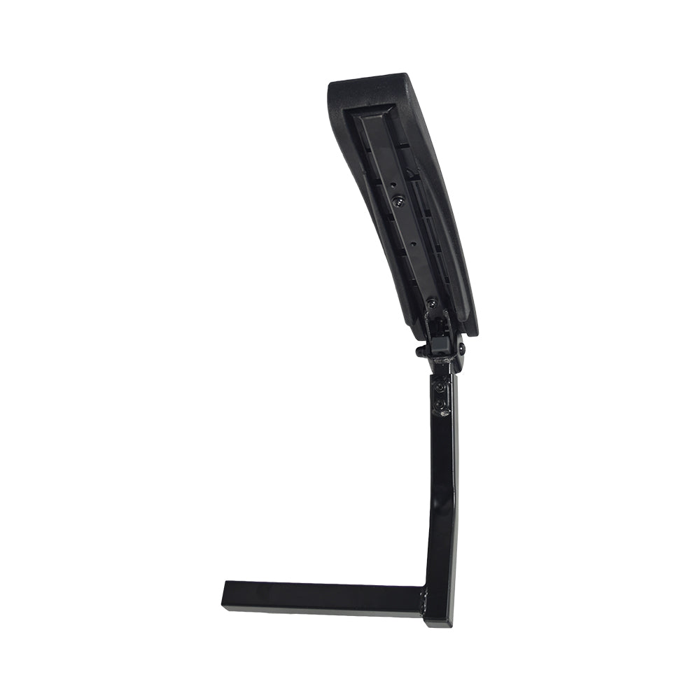 Armrest Assembly for the Golden Alante Sport (GP205) Power Chair, featuring a black metal structure with a black handle and cover, designed for either left or right-side configuration.