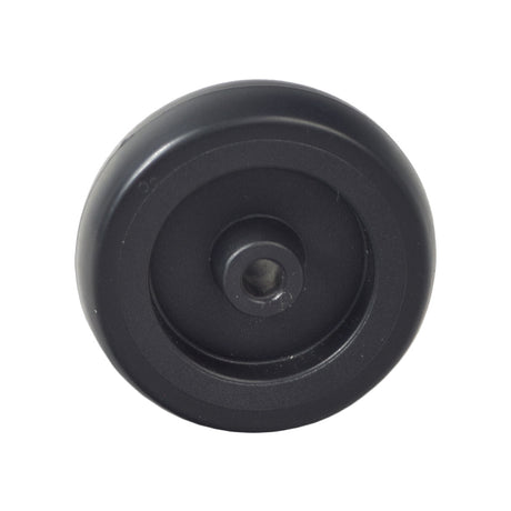 Anti-Tip Wheel for Golden Alante Sport (GP205): A close-up of a small, black, solid wheel with a central hole, designed to enhance stability and safety for power chairs.