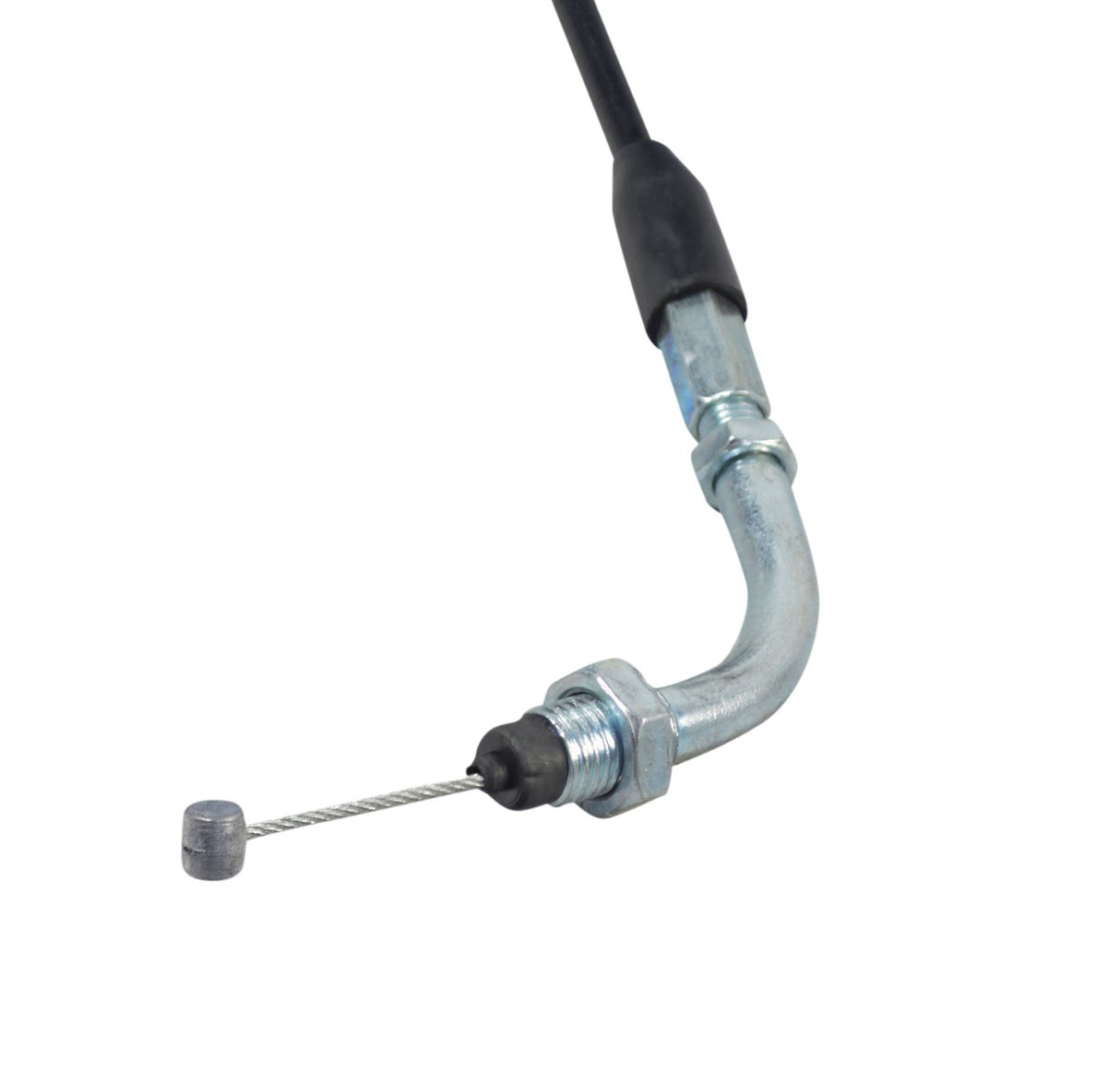 64 Throttle Cable for Honda Elite 80 CH80, featuring a close-up of the black sleeve with outer rubber covering, metal pipe ends, and a screw fitting for secure attachment.